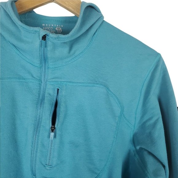 Mountain Hardwear 1/4 Zip Pullover Sweatshirt Womens Medium Teal Hoodie Cotton - Picture 2 of 12
